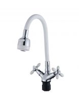 Смеситель для кухни, Эверест, гибкий излив, с кран-буксой, белый, B57-071A