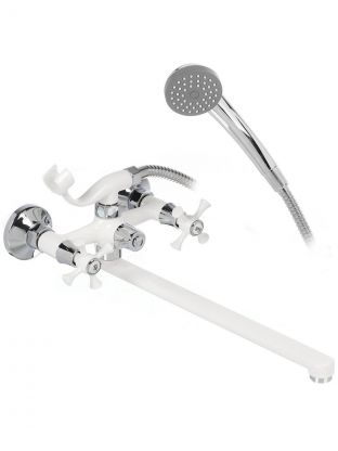 Смеситель для ванны, Эверест, с кран-буксой, белый, B23-0647