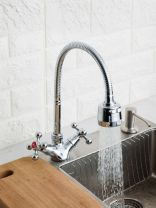 Смеситель для кухни, Frap, гибкий излив, с кран-буксой, хром, F4319