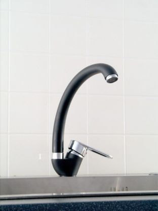 Смеситель для кухни, Эверест, с картриджем, черный, хром, B59-274F