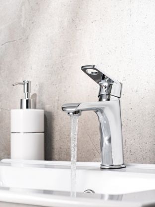 Смеситель для раковины, РМС, короткий излив, с картриджем, SL137-001F