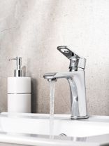 Смеситель для раковины, РМС, короткий излив, с картриджем, SL137-001F