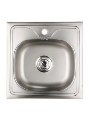 Мойка кухонная накладная, РМС, нержавеющая сталь, 600х500 мм, 0.6 мм + сифон, MG6-6050