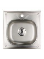 Мойка кухонная накладная, РМС, нержавеющая сталь, 600х500 мм, 0.6 мм + сифон, MG6-6050