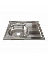 Мойка кухонная накладная, Mixline, нержавеющая сталь, 800х600 мм, левая, 0.6 мм, с сифоном