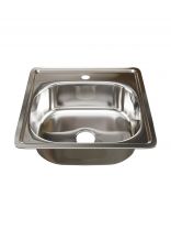 Мойка кухонная врезная, Mixline, нержавеющая сталь, 480х480 мм, 0.6 мм, с сифоном