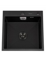 Мойка кухонная врезная, Diadonna, нержавеющая сталь, 500х500х200 мм, с PVD покрытием, черная, DS5050BL