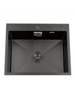Мойка кухонная врезная, Diadonna, нержавеющая сталь, 600х500х200 мм, с PVD покрытием, серый графит, DS6050B