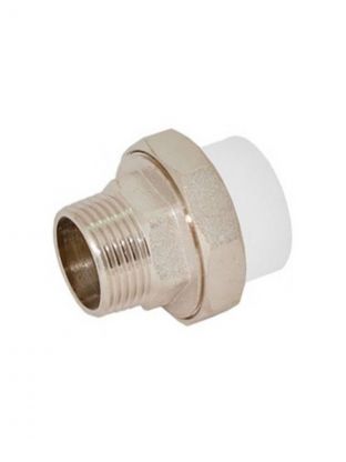 Муфта разъемная полипропилен, d20х1/2'', наружная резьба, белая, РосТурПласт