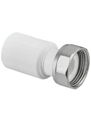 Муфта с накидной гайкой полипропилен, d20х3/4", белая, РосТурПласт, 28191