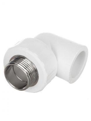 Уголок комбинированный полипропилен, d32х1", наружная резьба, белый, РосТурПласт
