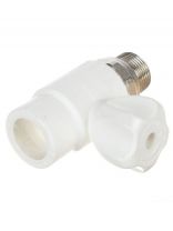 Кран для радиатора прямой, полипропилен, d25х3/4", белый, РосТурПласт