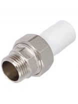 Муфта разъемная ниппельная, полипропилен, d25х1/2'', наружная резьба, белая, Valfex