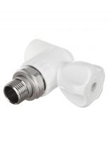 Кран для радиатора полипропилен, d25х3/4", угловой, белый, РосТурПласт
