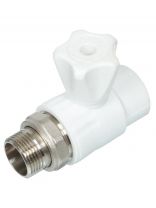 Кран для радиатора прямой, полипропилен, d25х3/4", белый, Valfex