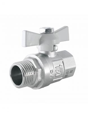 Кран для воды, 1/2'', г-ш, ручка-бабочка, никель, STI