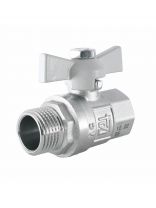 Кран для воды, 1/2'', г-ш, ручка-бабочка, никель, STI