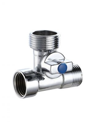 Кран для бытовых приборов, 1/2"х3/4"х1/2", г-ш-ш, трехходовой, РМС