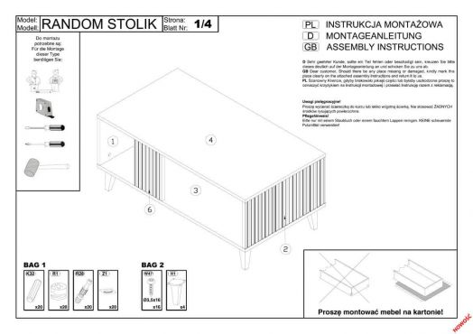 Стол журнальный Halmar RANDOM 2 LAW-1