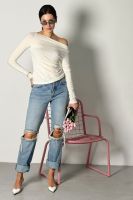 Лонгслив облегающий полупрозрачный с длинным рукавом [молочный]