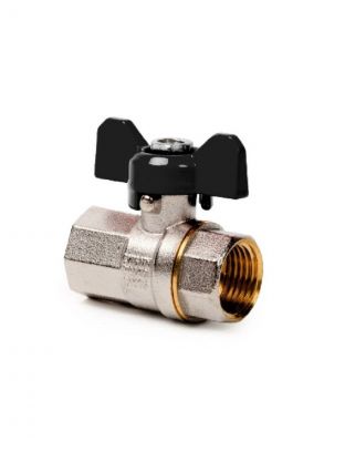 Кран для воды, 3/4", г-г, ручка-бабочка, PN40, РосТурПласт