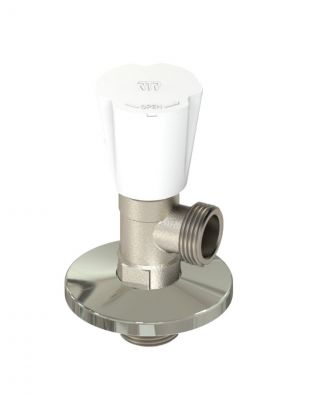 Кран для бытовых приборов, 1/2'', ш-ш, угловой, удлиненный, никель, РосТурПласт