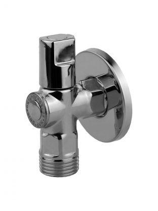 Кран для бытовой техники, 1/2", ш-ш, латунь, угловой, шаровой универсальный, ГОСТ, Хром-Polish, MasterProf