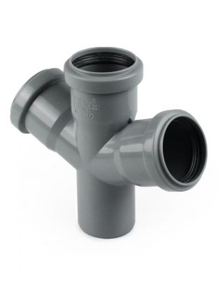 Крестовина канализационная одноплоскостная, 50х50х50 мм, 67 °, РосТурПласт, полипропилен, серая, 33476