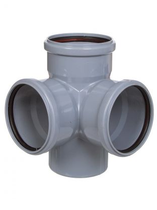 Крестовина канализационная двухплоскостная, 110х110х110 мм, 90 °, РосТурПласт, 36539