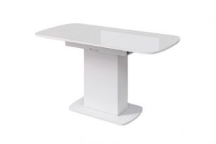 Стол раздв. "Соренто-2" (1103/1423*703мм), стекло БЕЛЫЙ ГЛЯНЕЦ, ЛДСП белое.