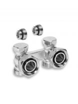 Узел Н-образный для нижнего подключения радиатора, 3/4", 90 °, латунь, угловой, никелированный, РосТурПласт