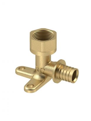 Уголок диаметр 20х1/2'', внутренняя резьба, с креплением, латунь, РосТурПласт