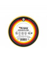 Изолента ПВХ, 19 мм, 130 мкм, желтая, 25 м, Kranz, KR-09-2202