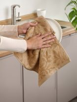 Набор полотенец кухонных 2 шт, 30х50 см, махровый, 100% хлопок, 400 г/м2, Silvano, Листья, бежевый, Узбекистан