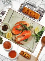 Полотенце кухонное 40х60 см, 100% полиэстер, Стейки из лосося, Китай, Y9-185