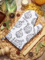 Прихватка-варежка 30х17 см, рогожка, 100% хлопок, Радушная хозяйка, Артишоки, 2177