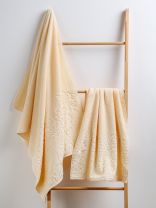 Полотенце банное 70х140 см, 100% хлопок, 450 г/м2, жаккард, Вензель 6599, Авангард, жасмин, 131, Россия