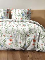 Постельное белье евро, простыня 220х240 см, 2 наволочки 70х70 см, пододеяльник 200х220 см, Хорошо Дома, поплин, Цветочный вальс