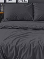 Постельное белье 1.5-спальное, простыня 145х214 см, 2 наволочки 50х70 см, пододеяльник 145х215 см, Silvano, поплин, Графит