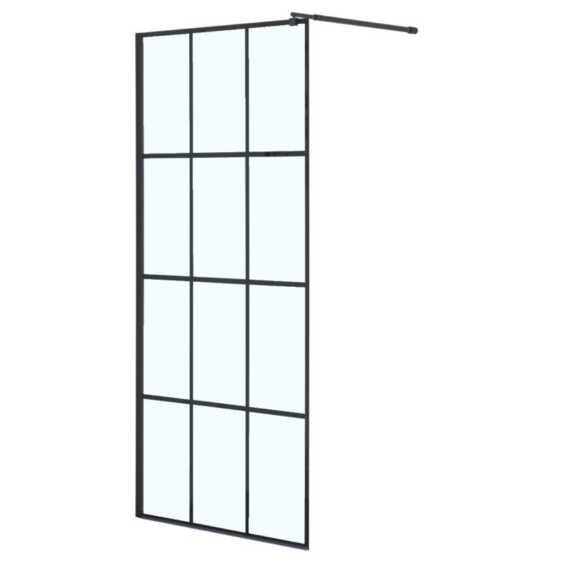 Душевая перегородка Loranto Walk-in 70x200 мм, прозрачное лофт клетка 8 мм, черный матовый CS-W02B-70