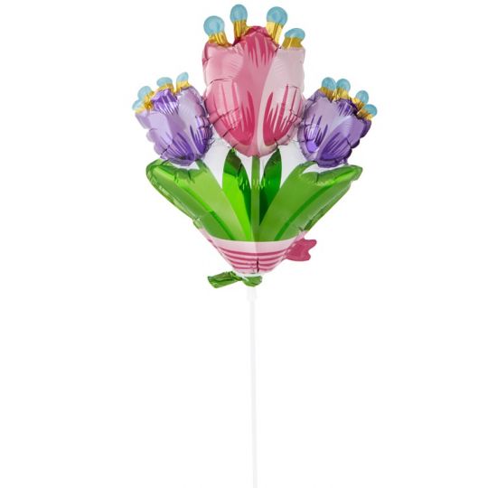 Букет тюльпанов на палочке малый шар фольгированный с воздухом