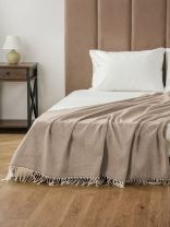 Плед 1.5-спальный, 150х200 см, 5% хлопок, 60% полиэстер, 20% ПАН, Vladi, Милан, белый, бежевый, рап.2