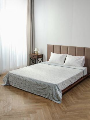 Плед 2-спальный, 180х200 см, 280 г/м2, микрофибра, 100% полиэстер, Silvano, Геометрия, зелено-голубой