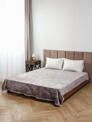 Плед евро, 200х220 см, велсофт жаккард, 100% полиэстер, Silvano, Перья, серый, A120012