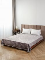 Плед евро, 200х220 см, велсофт жаккард, 100% полиэстер, Silvano, Перья, серый, A120012