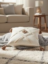 Наволочка декоративная Орнамент, канвас, 45 х 45 см, белая, A130178