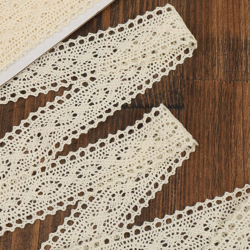 фото Кружево вязаное хлопковое KRUZHEVO 30мм натуральный  (TBY.2442.02)