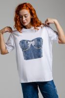 8591 футболка женская [белый+корсет2]