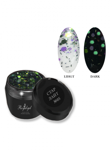 STLR05 "STAR LIGHT" гель с флюоресцентным конфетти