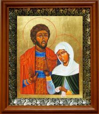 Икона Адриан и Наталия в киоте с басмой Виноградная Лоза (UV-печать)(30025)